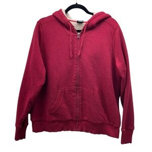 Y2K Sherpa Lined Hoodie Maroon Red XL